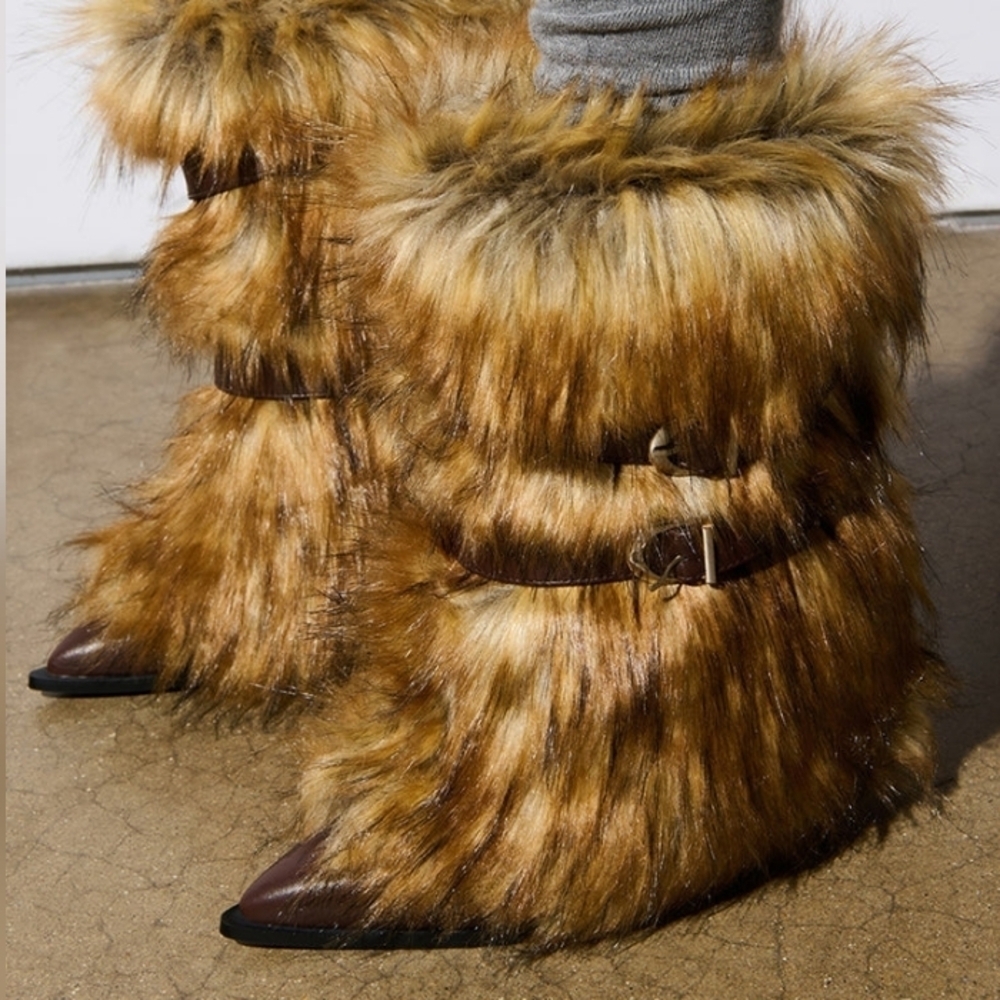 "MIDNIGHT PROWL 'FURVANA' " Faux Fur Ankle Boots in Brown